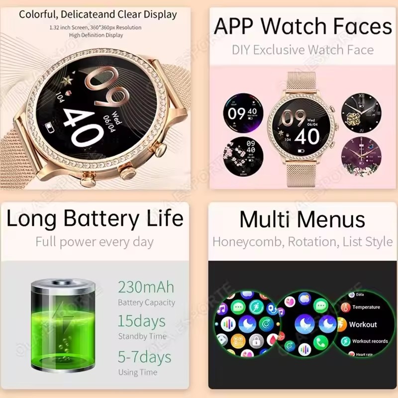 Elegante reloj inteligente par - Watches Ladies Smartwatch reseña y precio